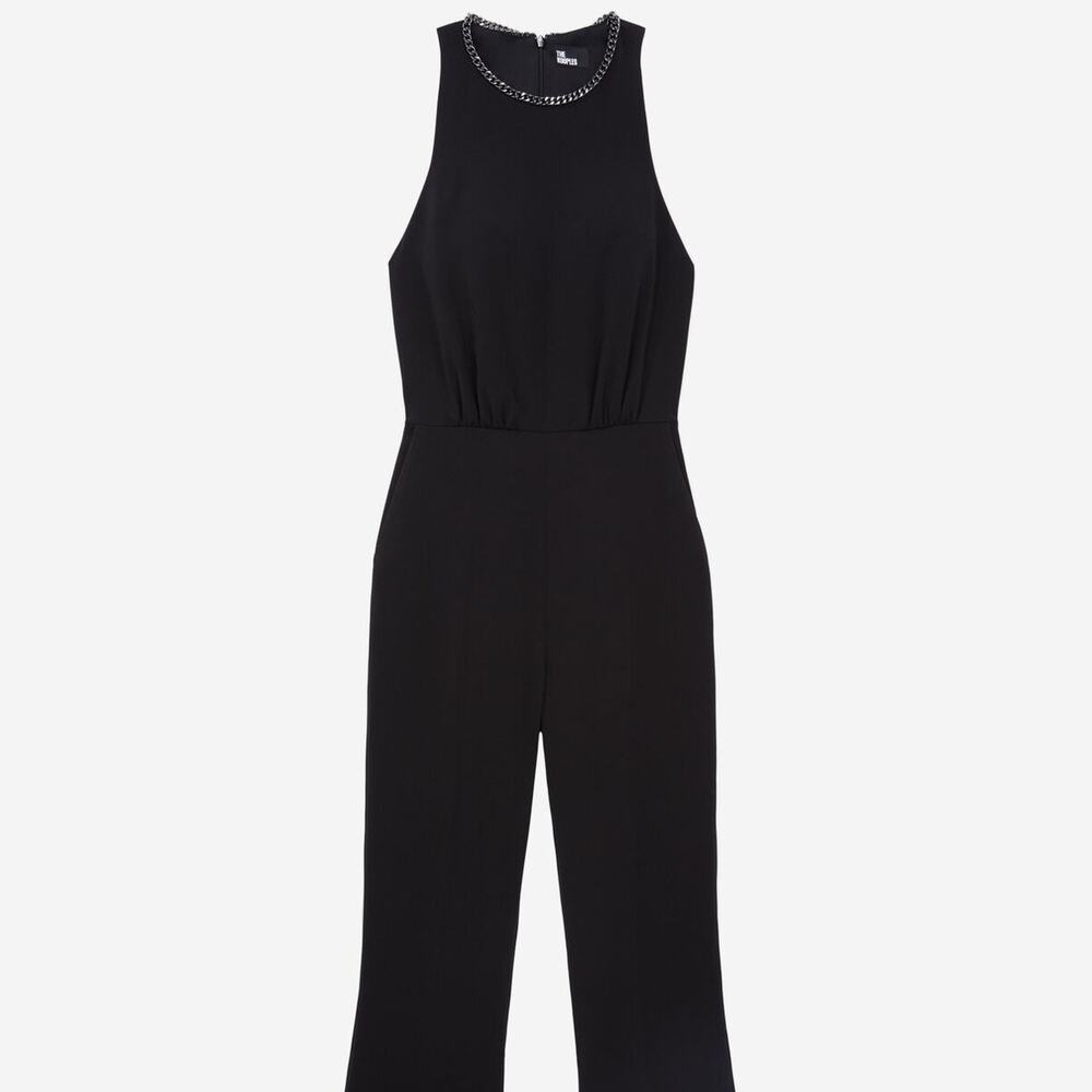 The Kooples Black Crepe Jumpsuit Chain Neck NWT Sz 0